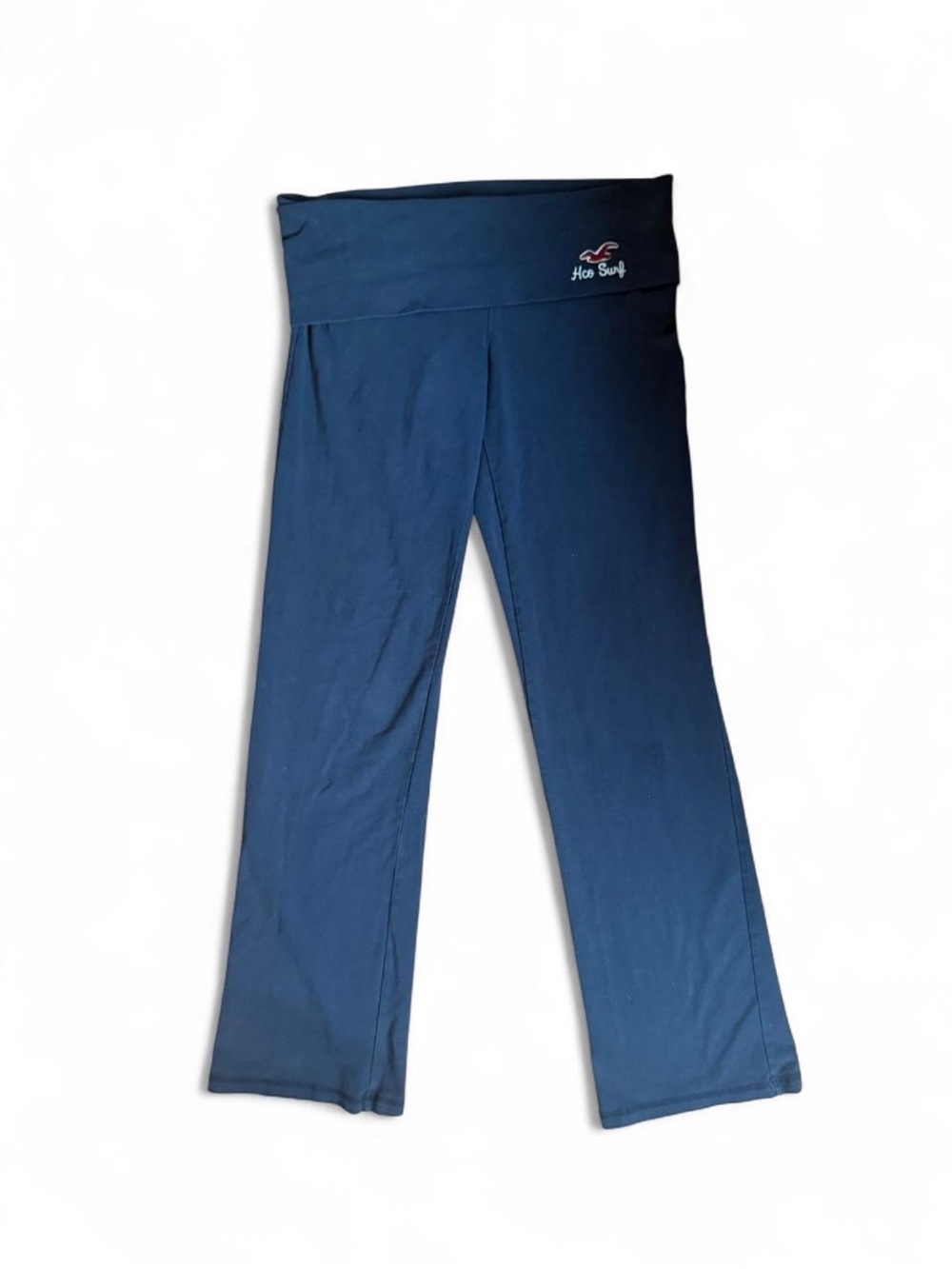 Hollister Dark Blue Fold-Over Waist Flared Yoga Pants
